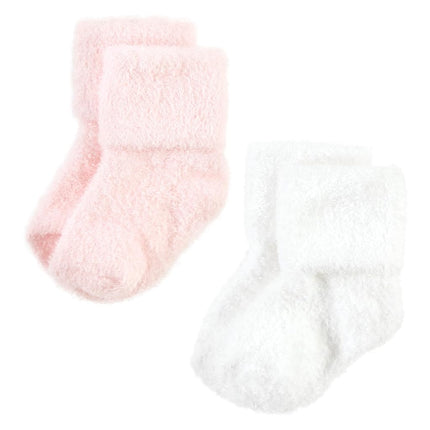 Hudson Baby Calcetines de Felpa y Algodón para Bebés Unisex, Corazón Rosa, 6-12 Meses