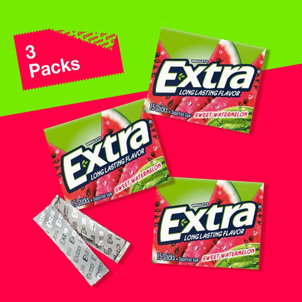 Chicles sin azúcar Wrigleys Extra Sweet sabor sandía, 15 unidades, paquete de 3