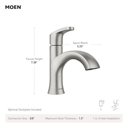 Moen Karis One-Handle Bathroom Sink Faucet, One Hole Lavatory Faucet with Drain Assembly and Optional Deck Plate, Chrome, 84346