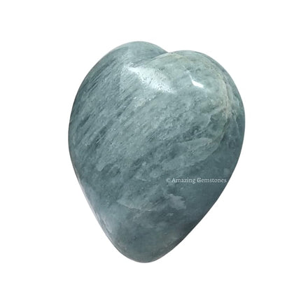 Amazing Gemstone Aquamarine Crystal Heart Palm Stone - Pocket Massage Worry Stone for Natural Body Chakra Balancing, Reiki Healing and Crystal Grid