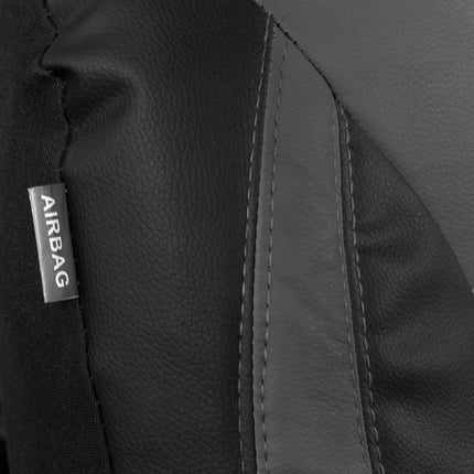 Motor Trend Gray Faux Leather Car Seat Covers for Front Seats – Automotive Bucket PU Leather Seat Covers for SUV Made for Vehicles with Removable Headrests, Interior Covers for Car Truck Van SUV