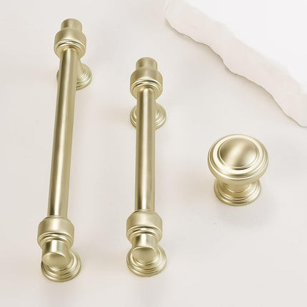 POVEFONK 10 Pack 3.75 inch Brushed Brass Kitchen Cabinet Handles Cabinet Pulls Gold Drawer Pulls Kitchen Cabinet Hardware Handles Dresser Handles