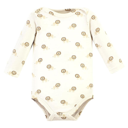 Hudson Baby Unisex Baby Cotton Long-Sleeve Bodysuits, Brave Lion, 3-6 Months, Brave Lion, 3-6 Months