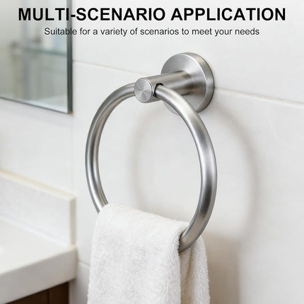 SetSail Towel Holder for Bathroom Wall Silver Towel Ring Stainless Steel Hand Towel Holder Heavy Duty Towel Hanger for Bath, Kitchen Drill Hole, 2 Pack