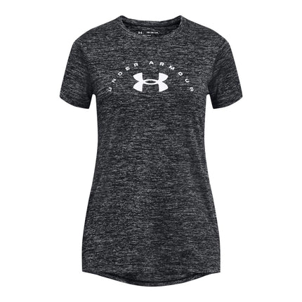 Camiseta de cuello redondo y manga corta Under Armour Tech Twist Arch Big Logo para niña, (003) Black / White, L