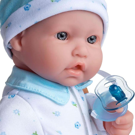 JC Toys, La Baby muñeco bebé niño de 16 pulgadas, cuerpo suave, lavable, azul, con accesorios - Para niños de 12 meses en adelante, diseñado por Berenguer