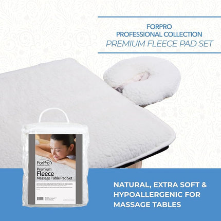 ForPro Premium Fleece Massage Pad Set, Natural, Extra Soft, Hypoallergenic, for Massage Tables, Includes Pad and Face Rest Cover, 31” W x 72” L