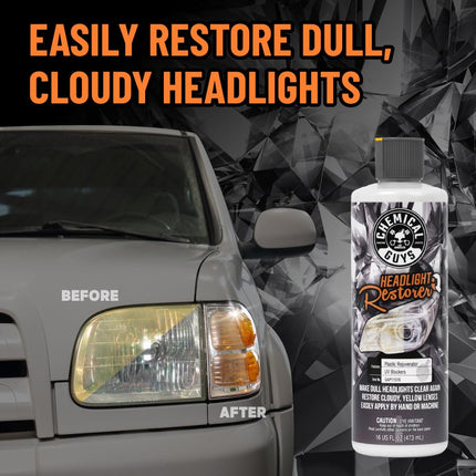 Chemical Guys Headlight Restore & Protect – Removes Haze, Yellowing & Oxidation from Headlights – UV Sealant for Long-Lasting Clarity & Night Visibility – 473 ml