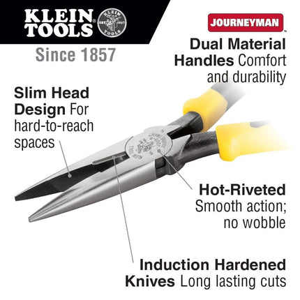 Klein Tools J203-8 Needle Nose Pliers with Cutter, Heavy Duty 8-Inch Journeyman