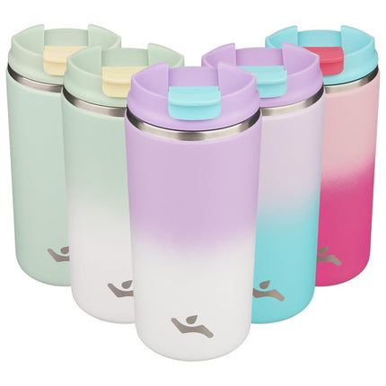 Konokyo Tumbler with Lid, 12 oz Travel Coffee Mug Double Wall Vacuum Stainless Steel Thermal Metal Cup Insulated Water Bottle,PurpleWhite