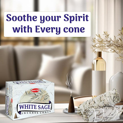 Hem Incense White Sage - Case of 12 Boxes, 10 Cones Each