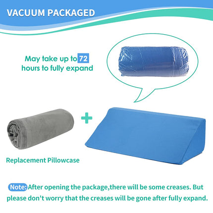 NEPPT Wedge Pillows for Sleeping Foam Bed Wedges Body Positioners 30 Degree Incline Pillow for Adults, Side Sleeping, Back Pain, Medical Elevated Bolster Positioning Wedge (1 Pillow + 2 Cover)