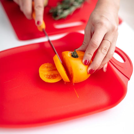 Dexas Chop & Scoop Cutting Board, 9.5 by 13 inches, Solid Red