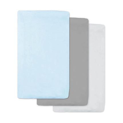 Sábana de cuna/moisés de 100 % algodón natural de American Baby Company, de 18" x 36" - Ajustable, azul/gris/blanco, suave y transpirable, para niños y niñas