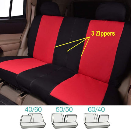 Flying Banner Car Seat Covers Full Set Front Seats and Rear Bench Polyester car seat Protectors Black Gray Purple airbag Compatible Rear Bench Split (Black Red)