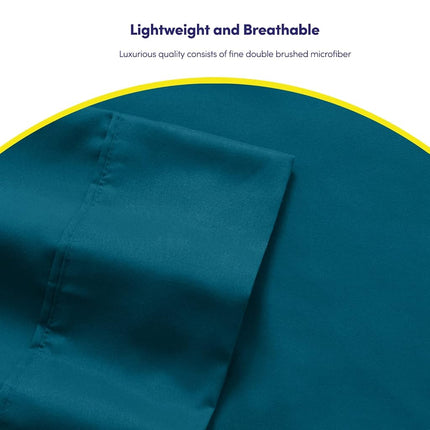Twin XL Size Bed Sheets - 4 Piece 1500 Supreme Collection Fine Brushed Microfiber Deep Pocket Twin X-Large Sheet Set Bedding - 1 EXTRA PILLOW CASES, GREAT VALUE, Twin XL, Teal