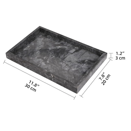 Marble Bathroom Vanity Tray, Black, 12"x 8" x1.2"