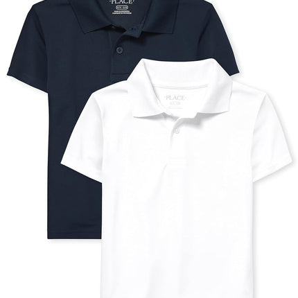 Polo de alto rendimiento de manga corta para niños The Children's Place, paquete de 2, náutico/blanco, paquete de 2, talla XXG