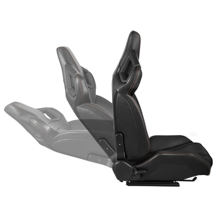 DNA MOTORING Pair of Universal Reclinable Racing Seats with Sliders,20.5" W X 23" D X 37" H, Orange, RS-JBR-007-OG