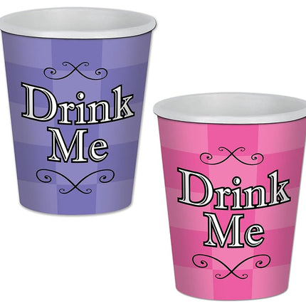 Beistle 58182 24 Piece Alice In Wonderland Beverage Cups, 9 oz, Purple/Pink/Black/White