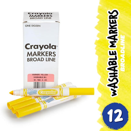 Crayola Washable Markers - Yellow (12ct), Kids Broad Line Markers for Classrooms & Teachers