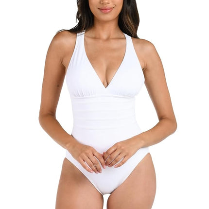 Maillot de bain une pièce La Blanca Island Goddess Multi-Strap Cross Back pour femme, blanc, taille 4