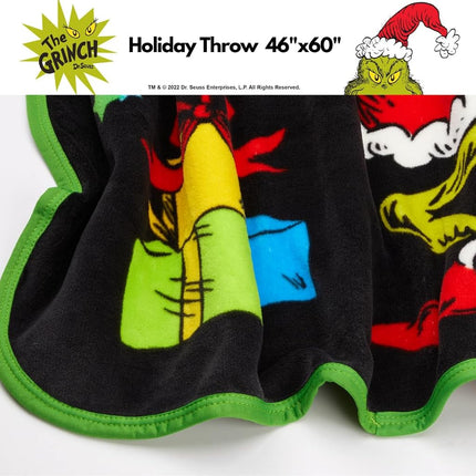 Franco Collectibles Dr. Seuss El Grinch Edredón Súper Suave y Acogedor para Navidad, 46 pulg. x 60 pulg., (Producto con Licencia Oficial)