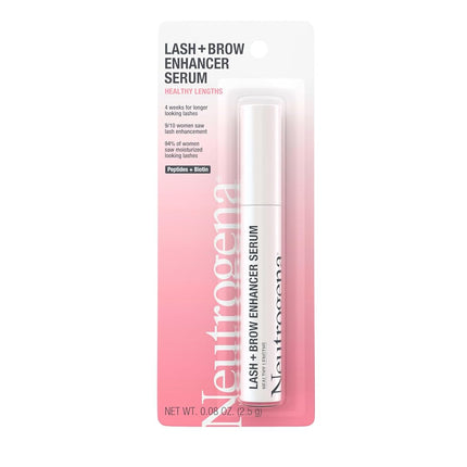 Neutrogena Healthy Lash + Brow Enhancer Serum Formulated with Biotin & Peptides; Nourishing & Conditioning Serum to Enhance the Look of Lashes & Eyebrows, 0.08 oz