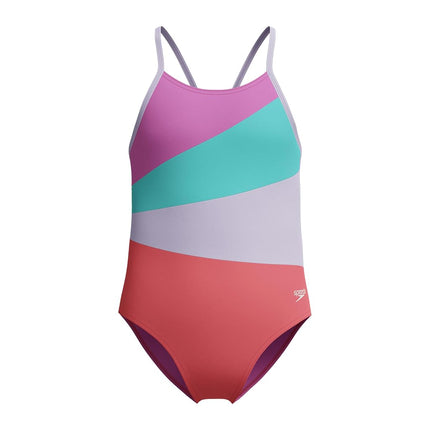 Traje de baño de una pieza para niña Speedo, tirantes delgados, Radiant Coral Sand, 14