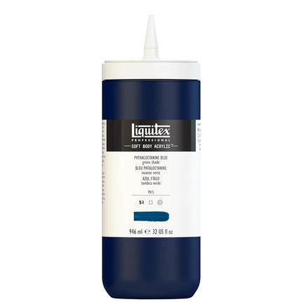 Pintura Acrílica Profesional Liquitex Soft Body Botella de 32 oz, Azul ftalocianina (Tono verde)