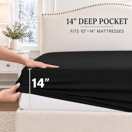 Luxury king fitted brushed microfiber, Black