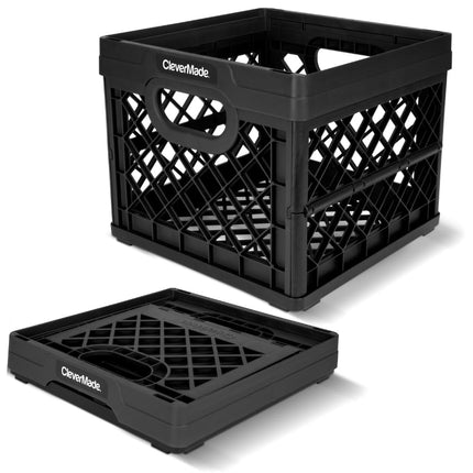 CleverMade Collapsible Milk Crate, Obsidian, 1PK -