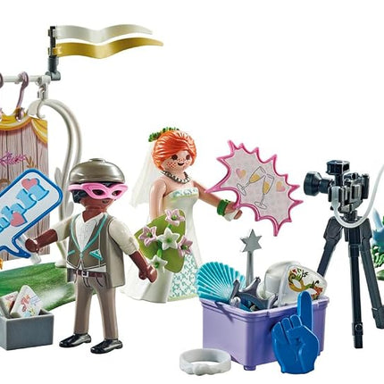 PLAYMOBIL 71367 City Life Wedding Photo Booth Promo Pack, photos of the wedding party, imaginative play fun with masks and many accessories, ceremonial role-play, playset suitable for children ages 4+
