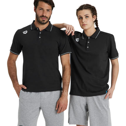 ARENA Unisex Team Polo Shirt Cotton Solid Polo Shirt, Black, XXL