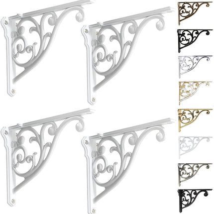 Shelf Brackets 8 Inch 4PCS Heavy Duty White Wall B