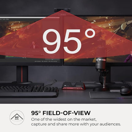 AVerMedia Live Streamer CAM 315, Webcam, 1080p/60fps Recording, Microphones, Fixed Focus, Wide Adjustable Field of View, Works with Skype, Zoom, Teams - Black