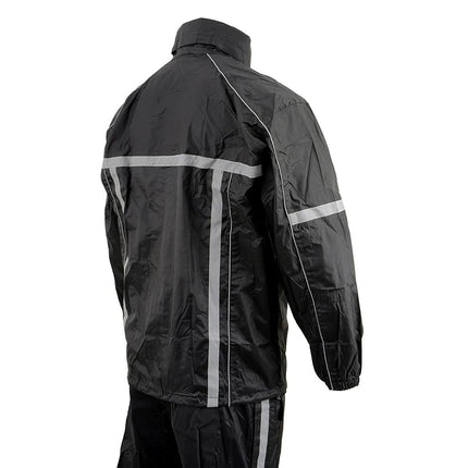Milwaukee Leather MPM9510 Men's Black Water-Resistant Motorcycle Rain Suit with Hi Vis Reflective Tape - X-Small