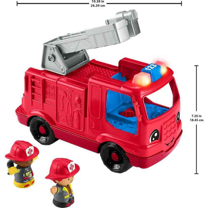 Fisher-Price Little People Toddler Toy Fire Truck Musical Push-Along Vehicle with 2 Figures for Pretend Play Ages 1+ Years, HXC12
