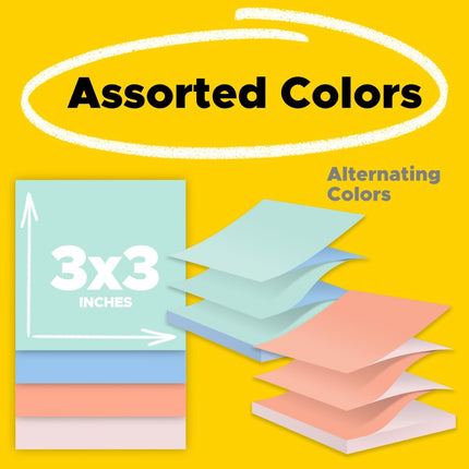 Notas Post-it Pop-up, 76 mm x 76 mm, Colores Ultra Surtidos, 12 Blocs por Paquete