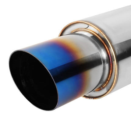 DNA MOTORING EXA-MF-002-T1 4" OD Stainless Steel Straight Through Exhaust Muffler Universal, 3" Outlet, 2.25" Inlet