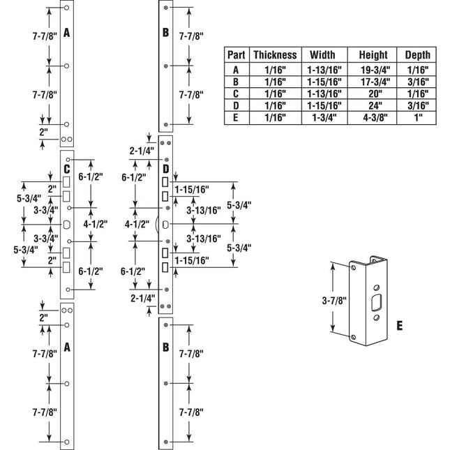 Prime-Line Products U 11026 Jamb Repair & Reinforcement Kit, 59-1/2" Installed, Steel Construction, White
