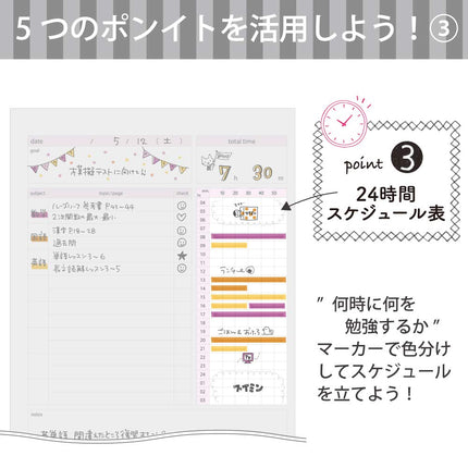 Kokuyo Campus Study Planner Notebook, Daily Ruled, A5, Light Pink, for 63 Days, Japan Import (NO-Y82MD-LP)