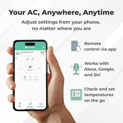 Sensibo Sky, Smart Home Air Conditioner System - Quick & Easy Installation. Maintains Comfort with Energy Efficient App - Automatic On/Off. Wifi, Google, Alexa and Siri. (White)