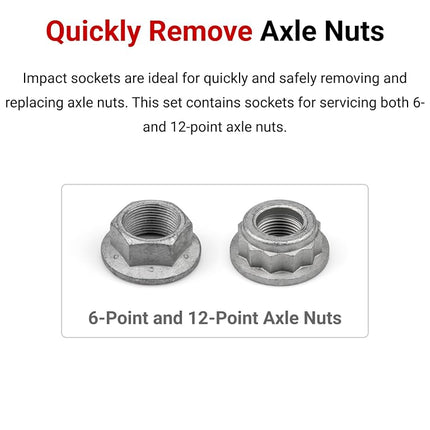 TEKTON 1/2 Inch Drive Deep 6-Point and 12-Point Axle Nut Impact Socket Set, 14-Piece (27-39 mm) | SID92002