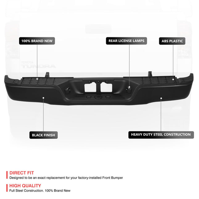 DNA MOTORING Conjunto de parachoques de paso trasero compatible con Tundra 07-13, TO1103115, Negro, RBUM-TTUN07-01-BK