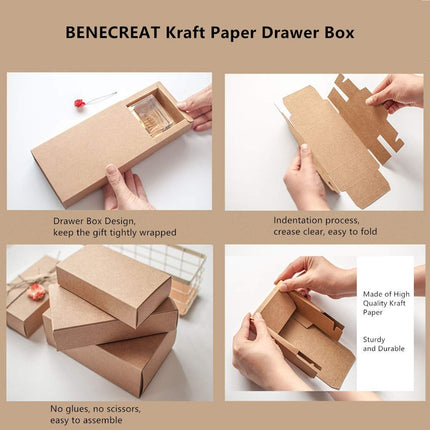 BENECREAT Paper Mache Drawer Boxes for Sweets Wedding Party Favors Festival Father's Day Gift Box Brown 16 x 10 x 4 cm