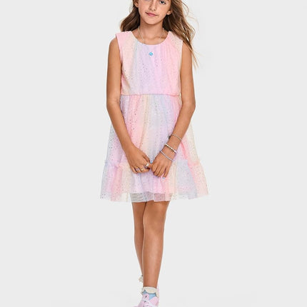 The Children's Place Vestidos de niña sin mangas elegantes, arcoíris rosa brillante, talla XG