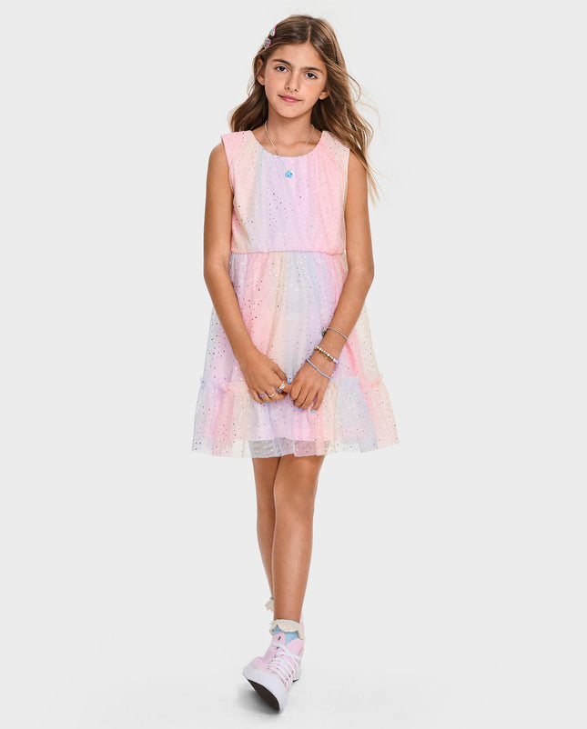 The Children's Place Girls' Sleeveless Dressy Dresses, Bright Pink Rainbow, X-Large