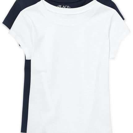 The Children's Place Lot de 2 tee-shirts pour filles, Tidal/blanc, très petit