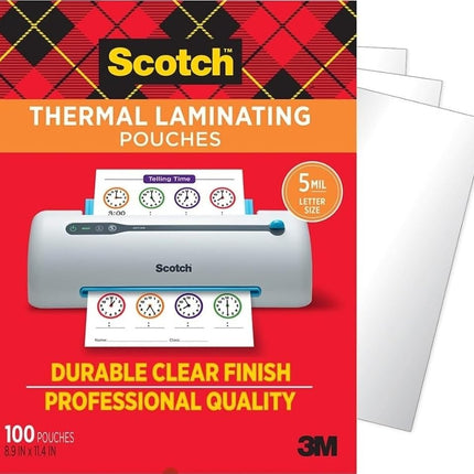 Scotch TP5854-100 Pack of 100 Transparent Plastic Thermal Laminating Pockets (0.127 x 226.1 x 292.1mm)
